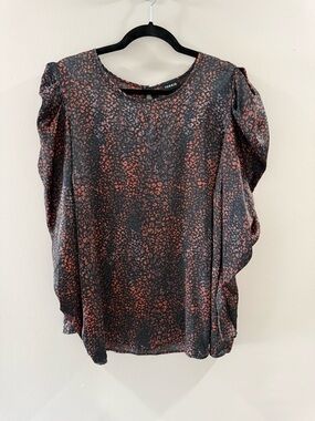 torrid Black and Rust Animal Print Puff Sleeve Blouse